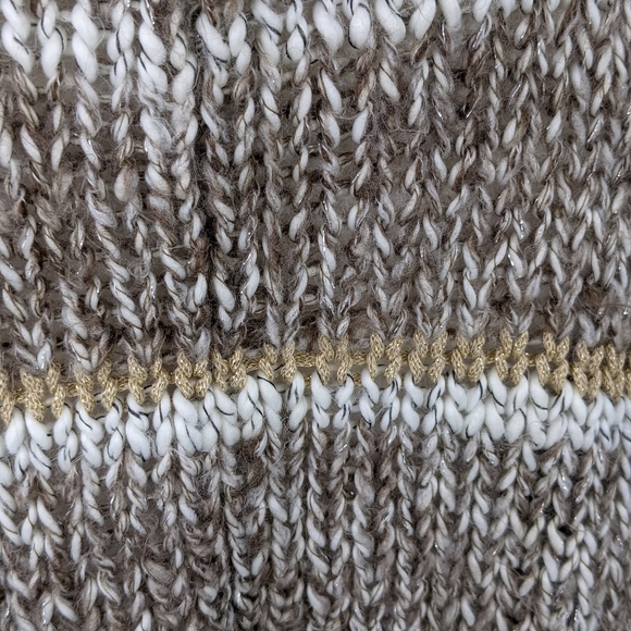 Billabong EUC cardigan sweater Designer's Closet large metallic gold brown white - Picture 10 of 16